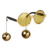 Lunettes de soirée disco Nessiworld avec boucles d'oreilles boule couleur or
